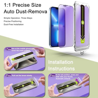 2 Pack Anti Blue Light Matte Screen Protector for iPhone 16e/13/13 Pro/14 (6.1-Inch),9H Tempered Glass,Anti-Glare,Full Coverage,Anti-Fingerprint,Auto Dust Removal,Bubble-Free