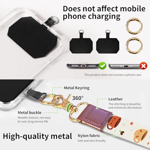 Phone Lanyard Crossbody Wrist Strap, Universal Adjustable Neck Strap for Phone Case Keys ID Badges - color: Cute Coffees