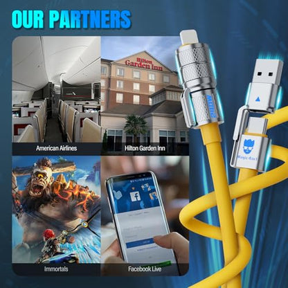 4-in-1 Multi USB C Charging Cable Cord Fast Charge 240W, USB A/C to USB C/L, Chubby Cable C Compatible with iPhone iPad Samsung MacBook Tablets All Devices, Camping & Travel Essentials (1Pack, 4.8FT)