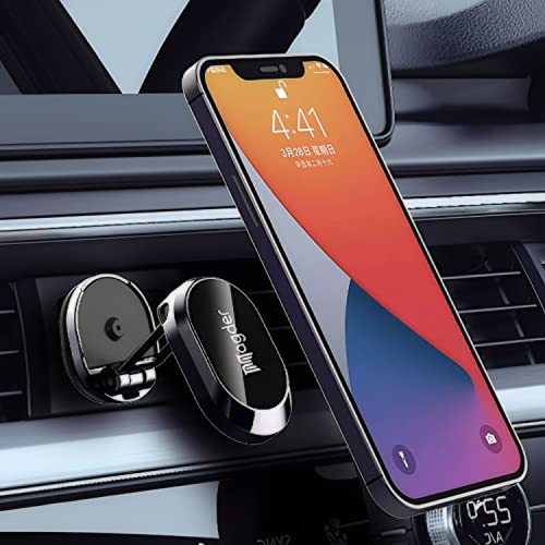 Magnetic Car Phone Holder, 360-Degree Rotating Dashboard Mount, Compatible with MagSafe, Universal Fit for iPhone, Samsung and All Smartphones