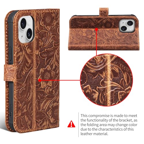 Leather Case Compatible with iPhone14 Wallet 6.1" Dark Brown | Genuine Leather 2-in-1 Magnetic Detachable Shockproof,Flip Folio Cover with Card Slot,RFID Blocking] Brown - color: Dark Brown, size: 6.1"-14