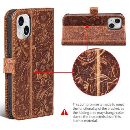 Leather Case Compatible with iPhone14 Wallet 6.1" Dark Brown | Genuine Leather 2-in-1 Magnetic Detachable Shockproof,Flip Folio Cover with Card Slot,RFID Blocking] Brown - color: Dark Brown, size: 6.1"-14