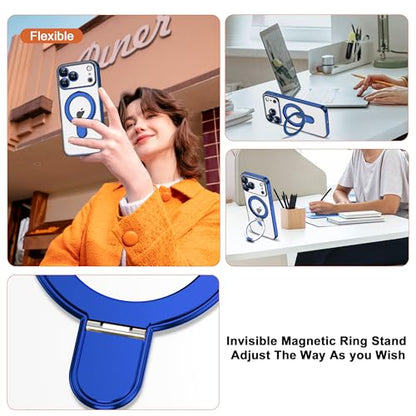 Plating Clear Phone Case for iPhone 17 Pro with Stand 6.3", Blue - color: Blue, size: Iphone 17 Pro