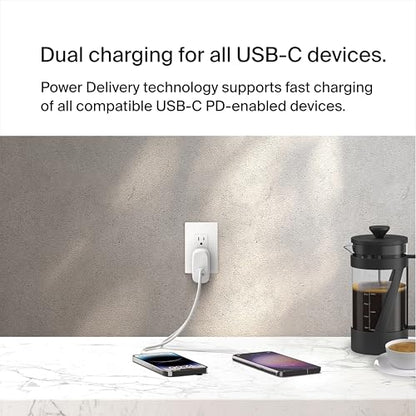 Belkin 60W Dual USB C Charger Block, 2 Pack, PPS Fast Charging - style: 60W White 2-pack