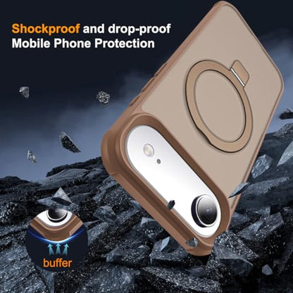 SKYLMW Compatible with iPhone Air Case with Stand,Desert Brown | iPhone Air Phone Case 6.5",Magnetic Ring Stand,Compatible with MagSafe,Military-Grade Protection,Great Grip Feeling - color: Desert Brown, size: Iphone Air