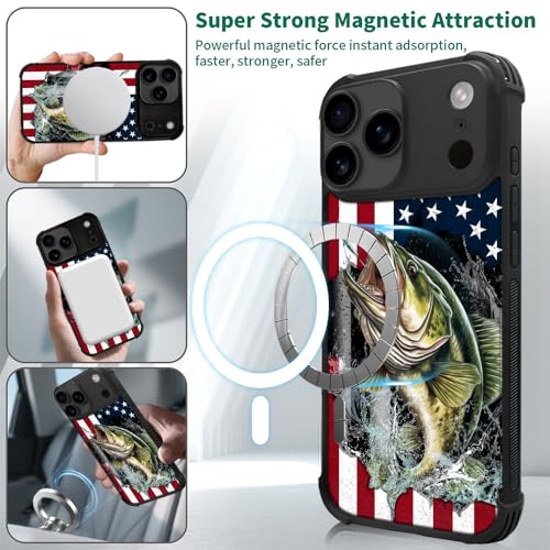 case for iPhone 17 Pro Max,Compatible with Magsafe,All-Round Protection Shockproof Anti-Scratches TPU Case Cover-Vital Bass Fish American Flag - color: Vital bass fish American flag, size: IPhone 17 Pro Max