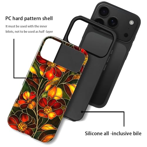 Compatible with iPhone 17 Pro Max,Anti-Scratch Glossy Case Cover,Stained Glass Flower 03 - color: Stained Glass Flower 03, size: IPhone 17 Pro Max