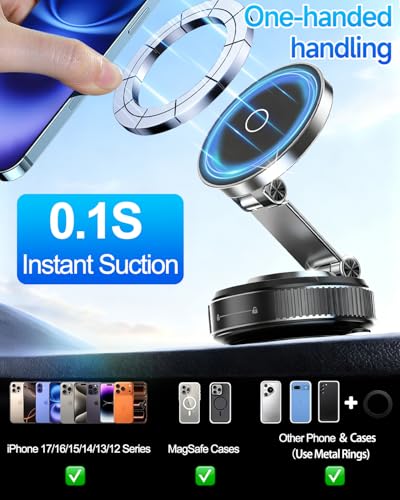 for MagSafe Car Mount, Vacuum Magnetic Car Phone Holder Stand for Your Car - color: Black 1