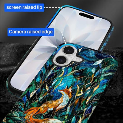 Case Compatible with iPhone 17, Cute Dual Layer Hybrid Phone Cover, Military Grade Drop Protection, Aesthetic Shockproof Phone Case for Women Girls, Woodland Fox Stained Glass - color: Woodland Fox Stained Glass, size: Iphone 17