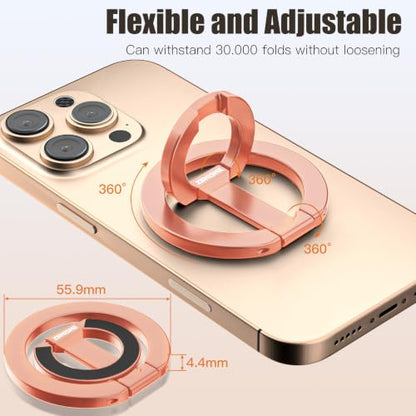 Magnetic Phone Ring Grip for MagSafe Compatible with iPhone Samsung (Gold) - color: Rose Gold