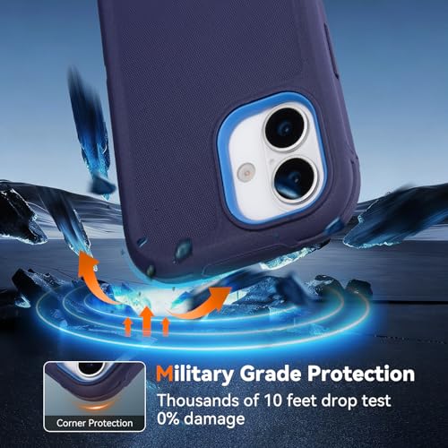 for iPhone 17 Case with Belt Clip Holster & Kickstand, Blue | Anti-Drop, 4 in 1 Heavy Duty Shockproof Protection for iPhone 17 Case Rugged - color: Blue