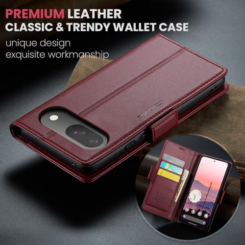 Wallet Case for Google Pixel 10/Google Pixel 10 Pro, Magnetic Flip Case with RFID Blocking Card Holder Kickstand for Women Men, Shockproof Durable Protective Phone Cover (Red) - color: Red