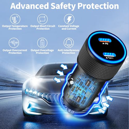 Apple MFi Certified iPhone 18 Car Charger 90W USB-C Fast Car Phone Charger - color: Titanium Black