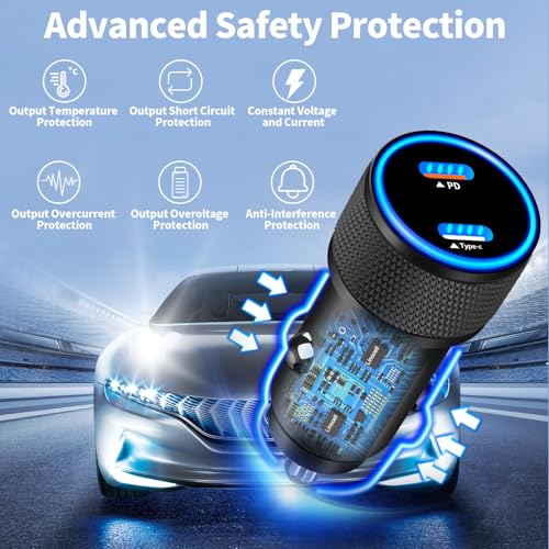 Apple MFi Certified iPhone 18 Car Charger 90W USB-C Fast Car Phone Charger - color: Titanium Black
