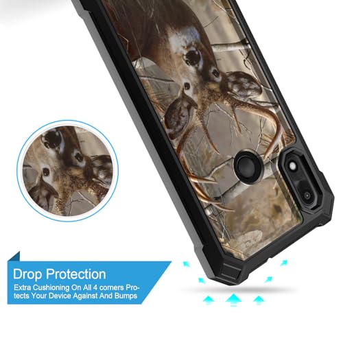 for Gabb Phone 4 Case/Gabb Phone 4 Cover w/[Tempered Glass Screen Protector] Dual Layer Shockproof [Military-Grade][Full-Body] Protective Cover for Teen Women Man Boy Girl Tree Camo Deer Hunt - color: BLD IN DEER CAMO