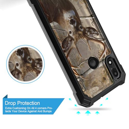 for Gabb Phone 4 Case/Gabb Phone 4 Cover w/[Tempered Glass Screen Protector] Dual Layer Shockproof [Military-Grade][Full-Body] Protective Cover for Teen Women Man Boy Girl Tree Camo Deer Hunt - color: BLD IN DEER CAMO