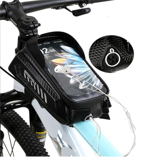 Bike Phone Bag, Waterproof, Top Tube Pouch, Touchscreen, Fits 6.5" Phone | Bike Phone Bag, Waterproof, Top Tube Pouch, Touchscreen window, Fits 6.5" Phone - color: 1.5L Black