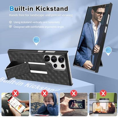 Fingic for Samsung Galaxy S24 Ultra Case with Belt Clip Holster Kickstand | Slim Combo Shell with Swivel Holster Rugged Shockproof Antiscratch Full Body Protective for Galaxy S24 Ultra 6.8" 2024,Black - size: For Samsung Galaxy S24 Ultra(6.8 inch 2024）