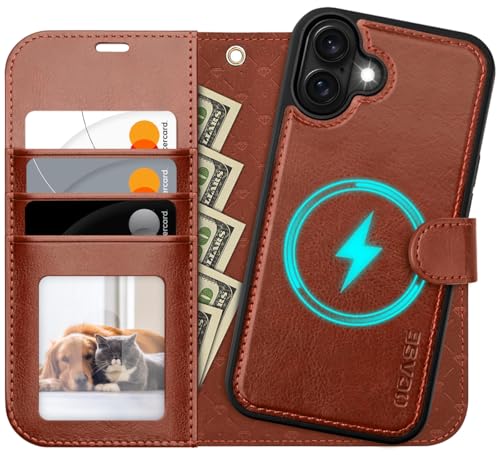 OCASE for iPhone 17 Detachable Wallet Case with Card Holder, 2 in 1 PU Leather Flip Folio with RFID Blocking Stand Wrist Strap Shockproof Phone Cover 6.3 Inch 2025, Dark Brown - color: Dark Brown, size: iPhone 17