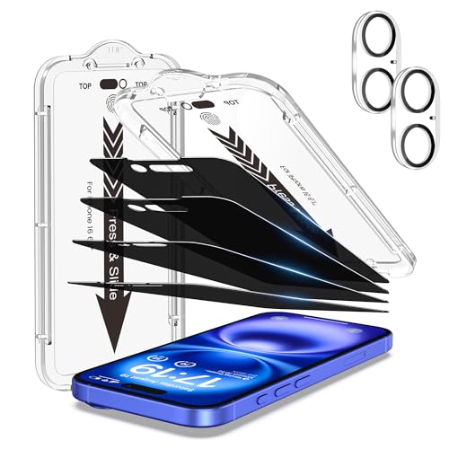 EZ-GLAZ-4+2 Pack for iPhone 16 Privacy Screen Protector (6.1") - size: iPhone 16