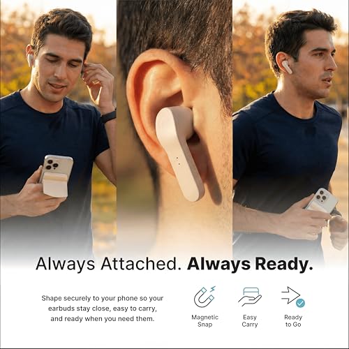Magnetic Wireless Earbuds, Sticks to MagSafe iPhone, Warm Cream - color: Warm Cream