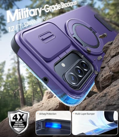 JAME for Samsung Galaxy A17/A16 5G Phone Case with Stand Slide Camera Cover - color: Purple, size: Galaxy A16/A17