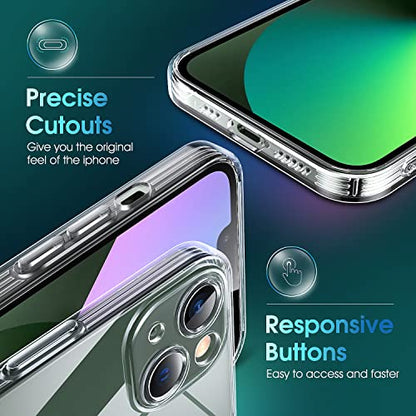 Supdeal Crystal Clear Case for iPhone 13, [Not Yellowing] [Camera Protection] [Military Grade Drop Tested] Transparent Shockproof Protective Soft Silicone Slim Cover, 6.1 inch, Transparent - color: Transparent, size: iPhone 13