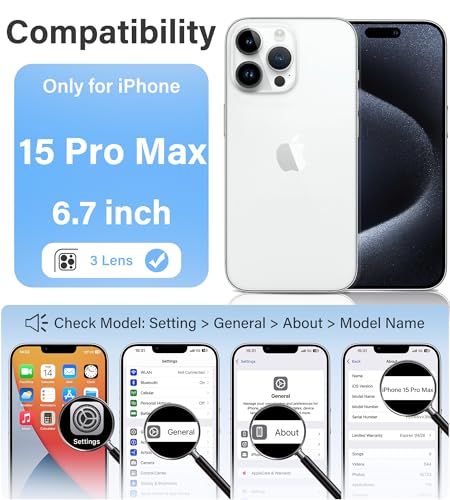 Vakoo Clear Case for iPhone 15 Pro Max, Anti-Yellowing | Hard Back with Military-Grade Drop Protection, Wireless Charging Compatible - color: Transparent, size: iPhone 15 Pro Max