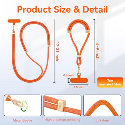 VVAAGG Cell Phone Lanyard for iPhone Crossbody Phone Strap - color: Orange