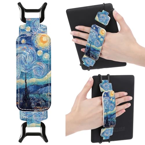 Hand Strap Holder for Kindle - Finger Grip for 6-7.5" Paperwhite 12th/11th Generation/Kobo/Lenovo/Sony Ereaders E-Book Tablet Starry Night Blue High Elasticity Reading Accessories - color: B-Starry Night Blue