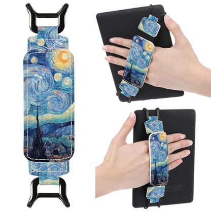 Hand Strap Holder for Kindle - Finger Grip for 6-7.5" Paperwhite 12th/11th Generation/Kobo/Lenovo/Sony Ereaders E-Book Tablet Starry Night Blue High Elasticity Reading Accessories - color: B-Starry Night Blue