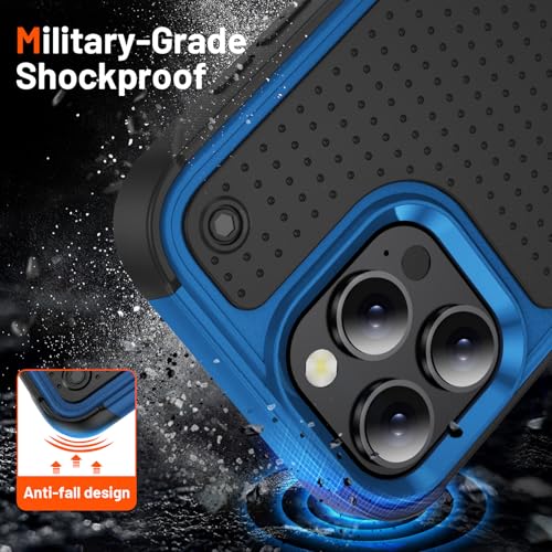Designed for iPhone 16 Pro Max Case 2 in 1 Gift Militay Grade Drop Protective Rugged Heavy Duty Cover Shockproof Case for iPhone 16 Pro Max Phone Case for Women Men Boy Girl (Blue) - color: Blue