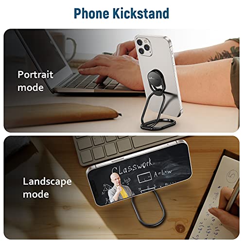 Phone Ring Holder Finger Kickstand 360°Rotation Cellphone Back Grip Foldable Cell Phone Stand for Desk Compatible with iPhone iPad Smartphones Tablets (Black) - color: Black