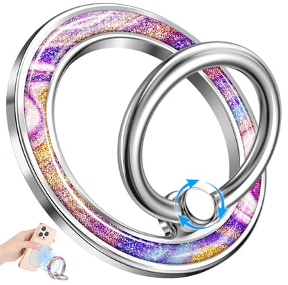 Magnetic Phone Ring Holder, Cute Cell Phone Grip, Glitter - color: Glitter