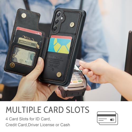 Kowauri for Samsung Galaxy S23 FE Case, PU Leather Wallet Case for Women Men with RFID Blocking Card Holder Slot Magnetic Closure Shockproof Protective Phone Cover for Samsung Galaxy S23 FE,Black - color: Black
