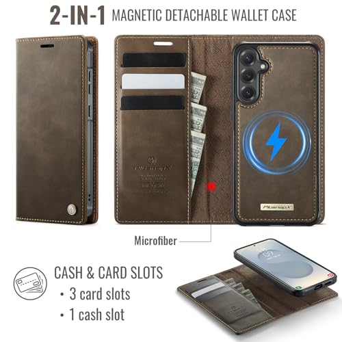 for Samsung Galaxy S26 Plus 2in1 Detachable Wallet Case, Brown | Compatible with Magsafe, Magnetic, RFID Blocking Card Holder, Shockproof, Kickstand, Wireless Charging, PU Leather Flip Cover - color: (Detachable 2 in 1)-Brown, size: Galaxy S26 Plus