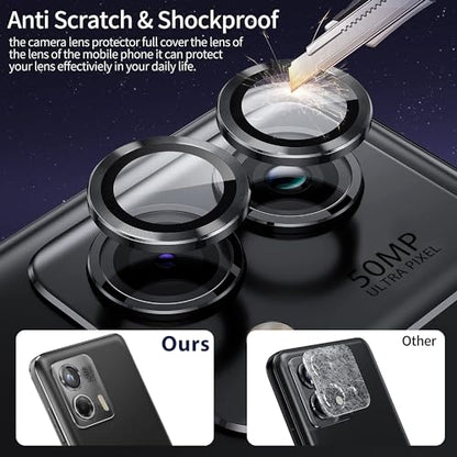 Zeking (2 Set for Motorola Edge (2024) Camera Lens Protector, Scratch-Resistant HD Clarity Ultra-Thin 9H Tempered Glass with Aluminum Edging, Individual Metal Lens Cover (Black) - color: Black