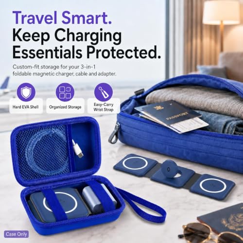 ANKHOH Travel Case for Iseyyox/for RTOPS/for QUZUDN 3 in 1 Wireless Charger - color: Blue