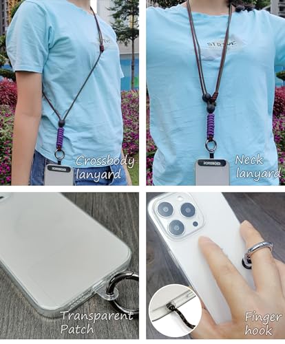 Phone Lanyard Crossbody, Anti Theft Phone Strap Adjustable Neck - color: Coffee Green
