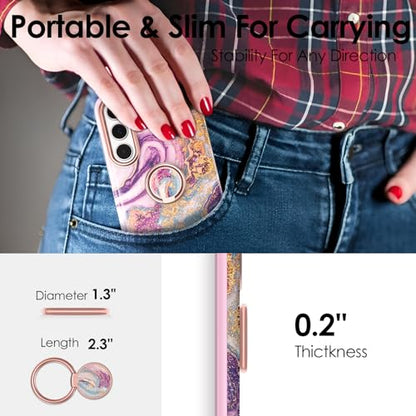 Phone Ring Grip Holder, 360° Rotation Cell Phone Grip Stand, Finger Ring Stand, Metal Finger Ring Grip Kickstand Compatible with iPhone 17 Pro Max 16 15 14 13 12 Magsafe Accessories, Purple - color: Galaxy Purple