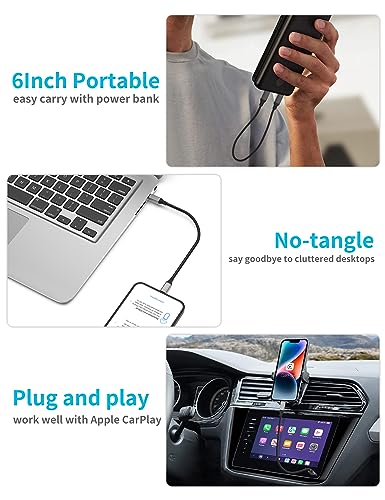 6inch USB-C to Lightning Cable 2Pack MFi Certified for iPhone 14/13/12 iPad - size: 6 Inch