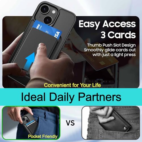 Magnetic for iPhone 14 / iPhone 13 Wallet Case with Card Holder﻿ | Compatible with MagSafe, Shockproof Phone Cover with Detachable RFID Blocking Credit Card Slot, Black - color: Black, size: iPhone 14/13