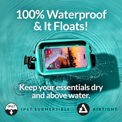 Booe Waterproof Belt Bag - Waterproof Fanny Pack - Caribbean Blue | 100% Waterproof Bag, IP67 Submersible, Airtight TRU Zip, Floats, Fits All Phones, Touchscreen-Friendly, Crossbody/Waist Pack - color: Caribbean Blue