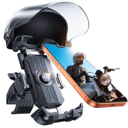 JOYROOM Motorcycle Phone Mount Holder, [All-Weather Sunshade & 120mph Secure Lock] Phone Holder for Motorcycle ATV UTV, [Metal Lock] Handlebar Phone Mount for iPhone 17 16 Pro, All 4.7-7" Phones