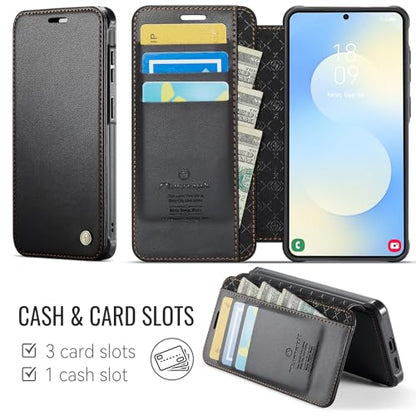 for Galaxy S24 Plus Slim Wallet Case Wireless Charging, Black - color: Black, size: Samsung Galaxy S24 Plus