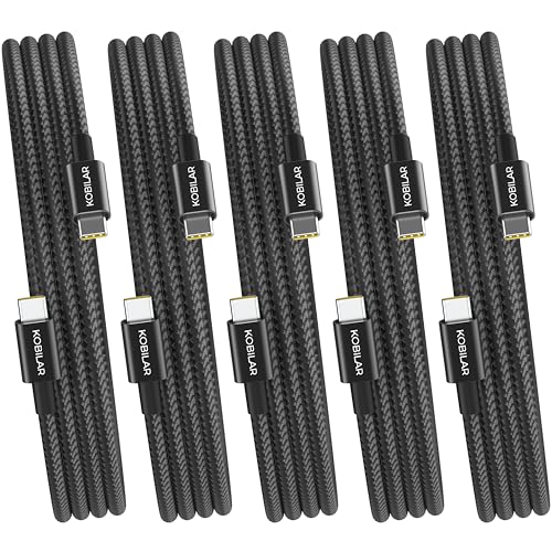 USB C to USB C Cable,60W 3A Fast Charging USB C Charger Cable (5 Pack-5ft*5),Type C to Type C Cable for iPhone17/16 Pro/Plus/ProMax/ipad Air 7/iPad Pro2024/Samsung S25(Black)