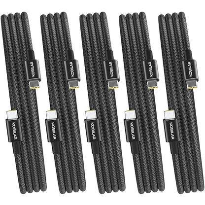 USB C to USB C Cable,60W 3A Fast Charging USB C Charger Cable (5 Pack-5ft*5),Type C to Type C Cable for iPhone17/16 Pro/Plus/ProMax/ipad Air 7/iPad Pro2024/Samsung S25(Black)