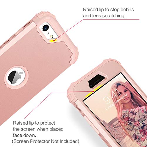 BENTOBEN for iPhone SE 2022 Case and Phone Case iPhone SE 2020, Heavy Duty 3 in 1 Full Body Rugged Shockproof Hybrid Hard PC Soft Rubber Bumper Drop Protective Girl Women Boy Men SE Cover, Rose Gold - color: Rose Gold