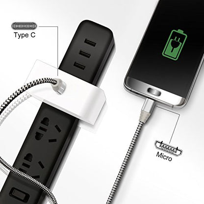 Fasgear USB C to Micro USB Cable, Gray, 6ft - color: Gray, size: 6ft