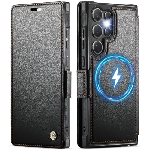 for Galaxy S24 Ultra Slim Wallet Case Wireless Charging, Black - color: Black, size: Samsung Galaxy S24 Ultra